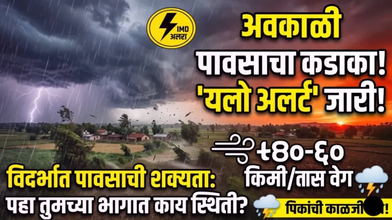 राज्यात अवकाळी पावसाचे सावट आणि हवामान विभागाचा यलो अलर्ट (Maharashtra Weather Update)