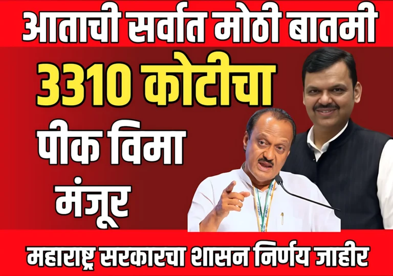 Pik Vima : 6 जिल्ह्यासाठी जिल्ह्यासाठी पीक विमा मंजूर