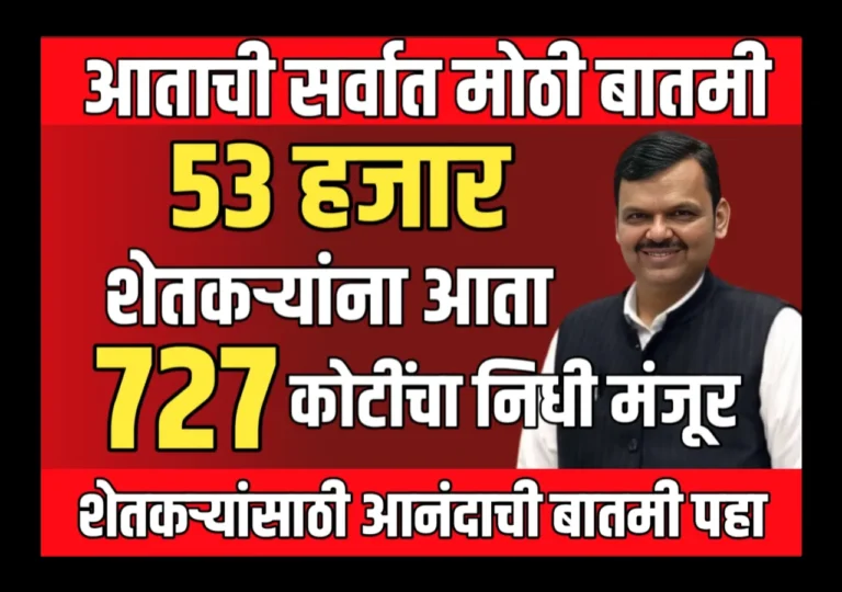 Pik Vima News : 53 हजार शेतकऱ्यांना 727 कोटीचा पीक‍ विमा मंजूर