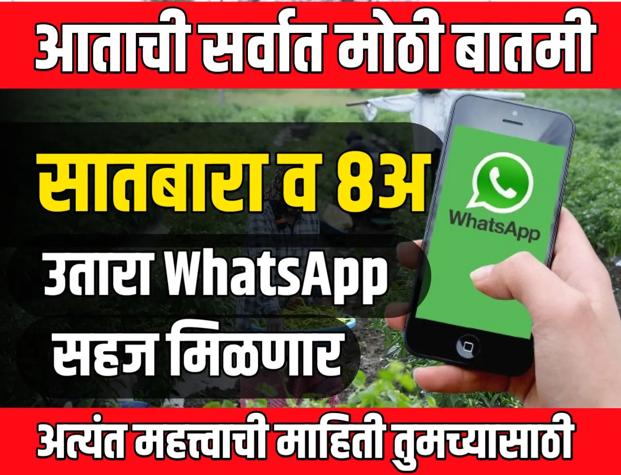 Online Land Records: 1 ऑगस्ट पासून शेतकऱ्यांना साताबारा, 8अ मोबाईलवर मिळणार | Satbara On WhatsApp