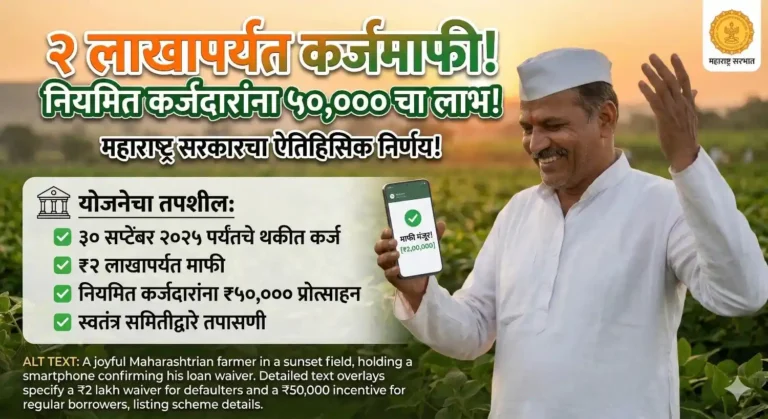 महाराष्ट्र शेतकरी कर्जमाफी योजनेचा लाभ घेणारा आनंदी शेतकरी