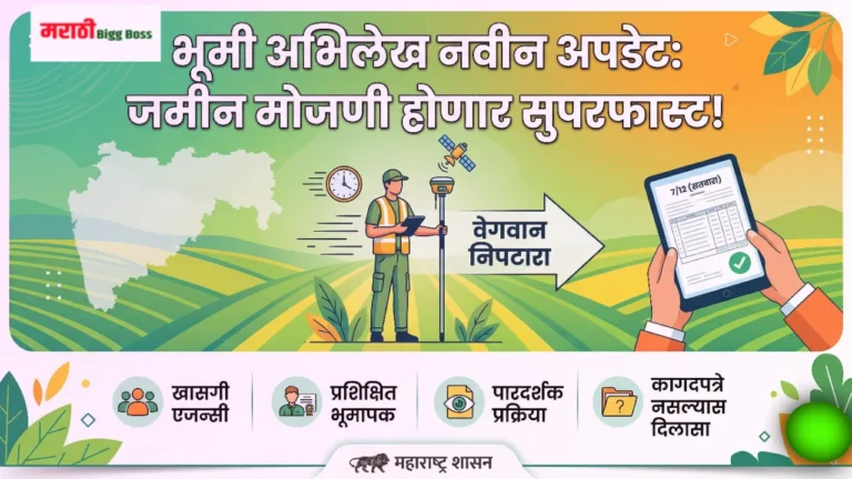 भूमी अभिलेख आणि जमीन मोजणी प्रक्रियेचे प्रातिनिधिक चित्र, महाराष्ट्र शासन निर्णय.