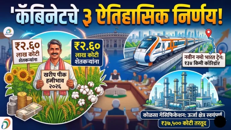 मोदी कॅबिनेट बैठक - खरीप पीक हमीभाव 2026 आणि नमो भारत ट्रेन प्रकल्पाला मंजुरी